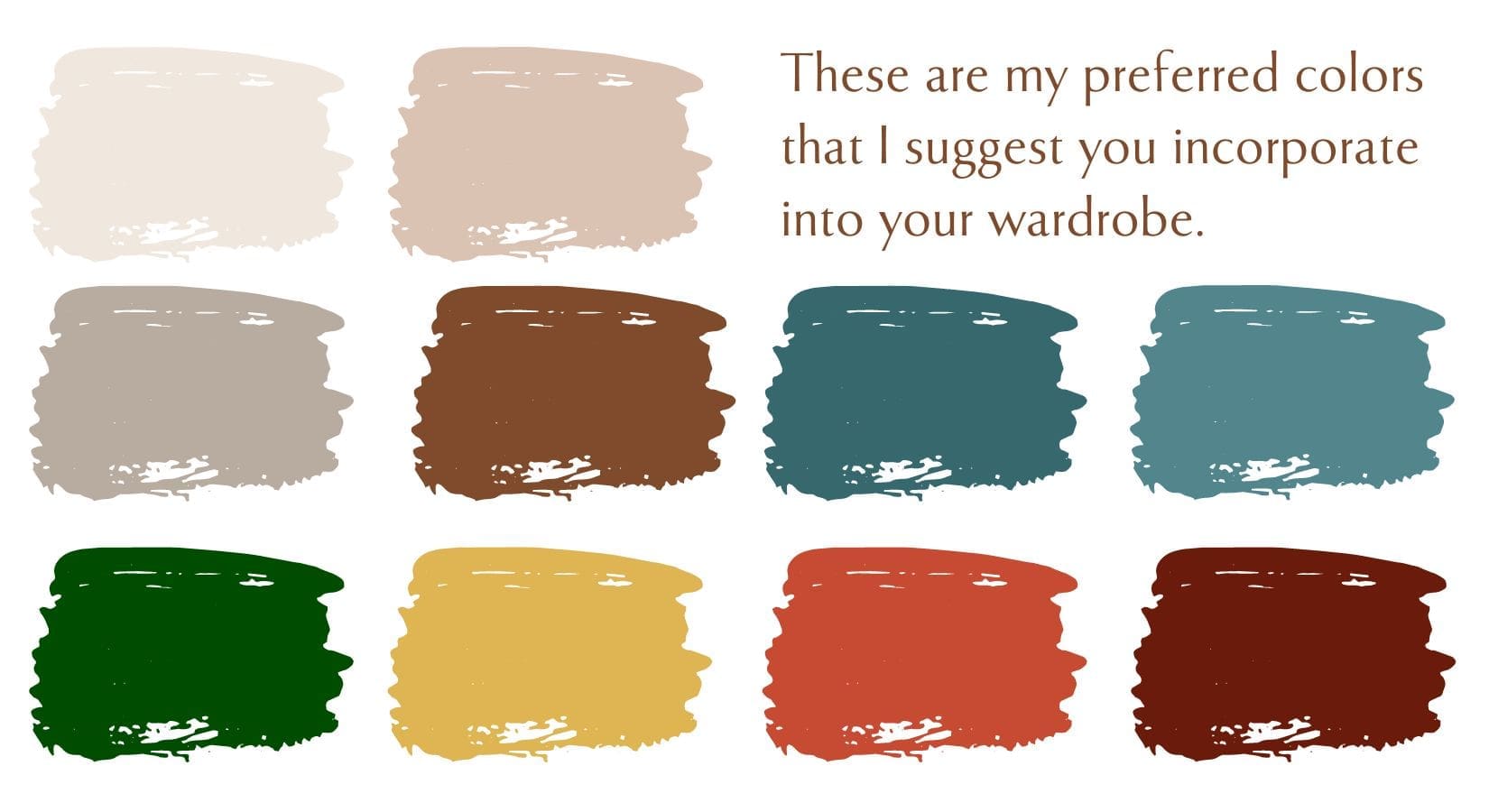 Color palette with ideal colors to wear for family photo session.