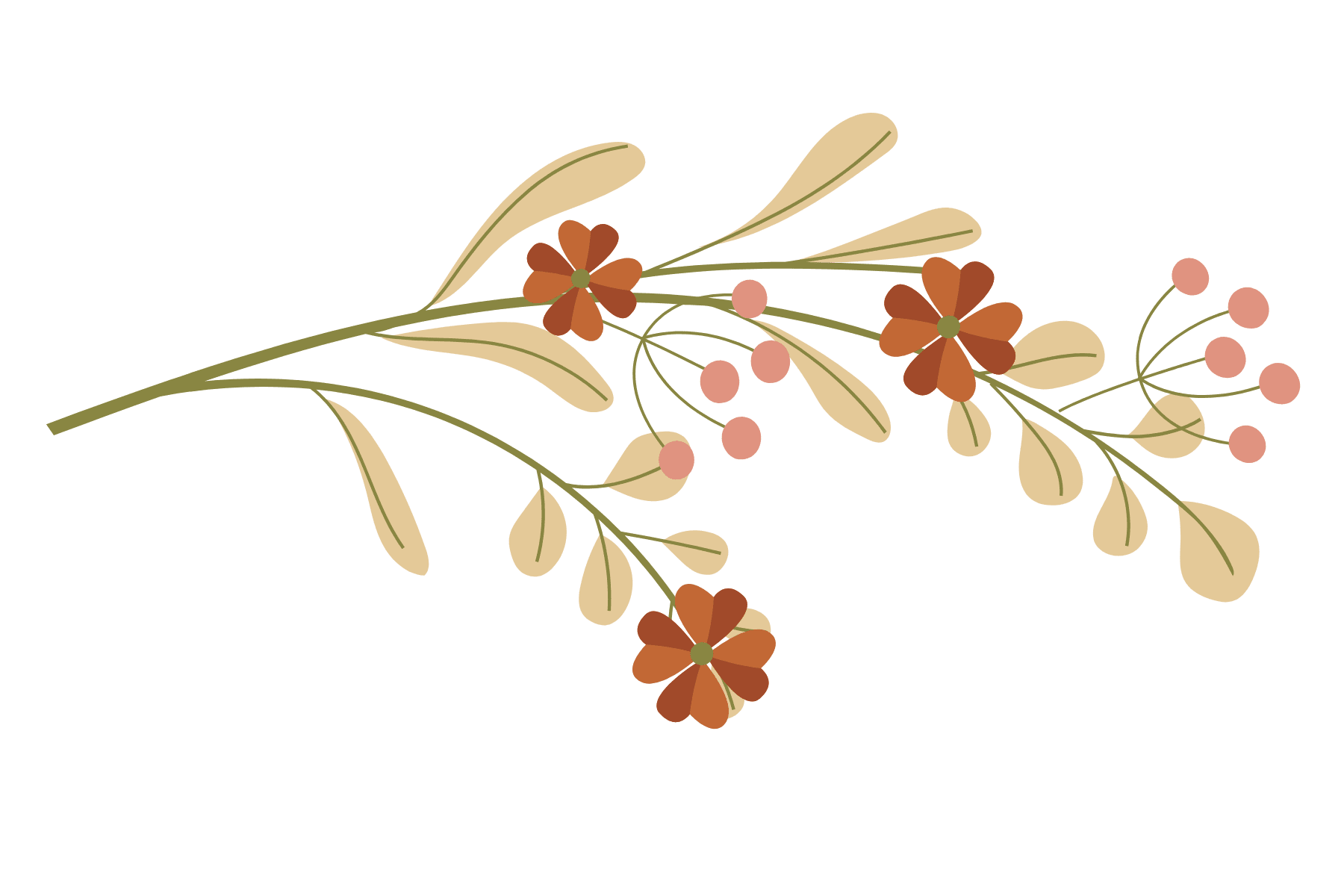 graphic of wildflower bouquet with earthy colors.